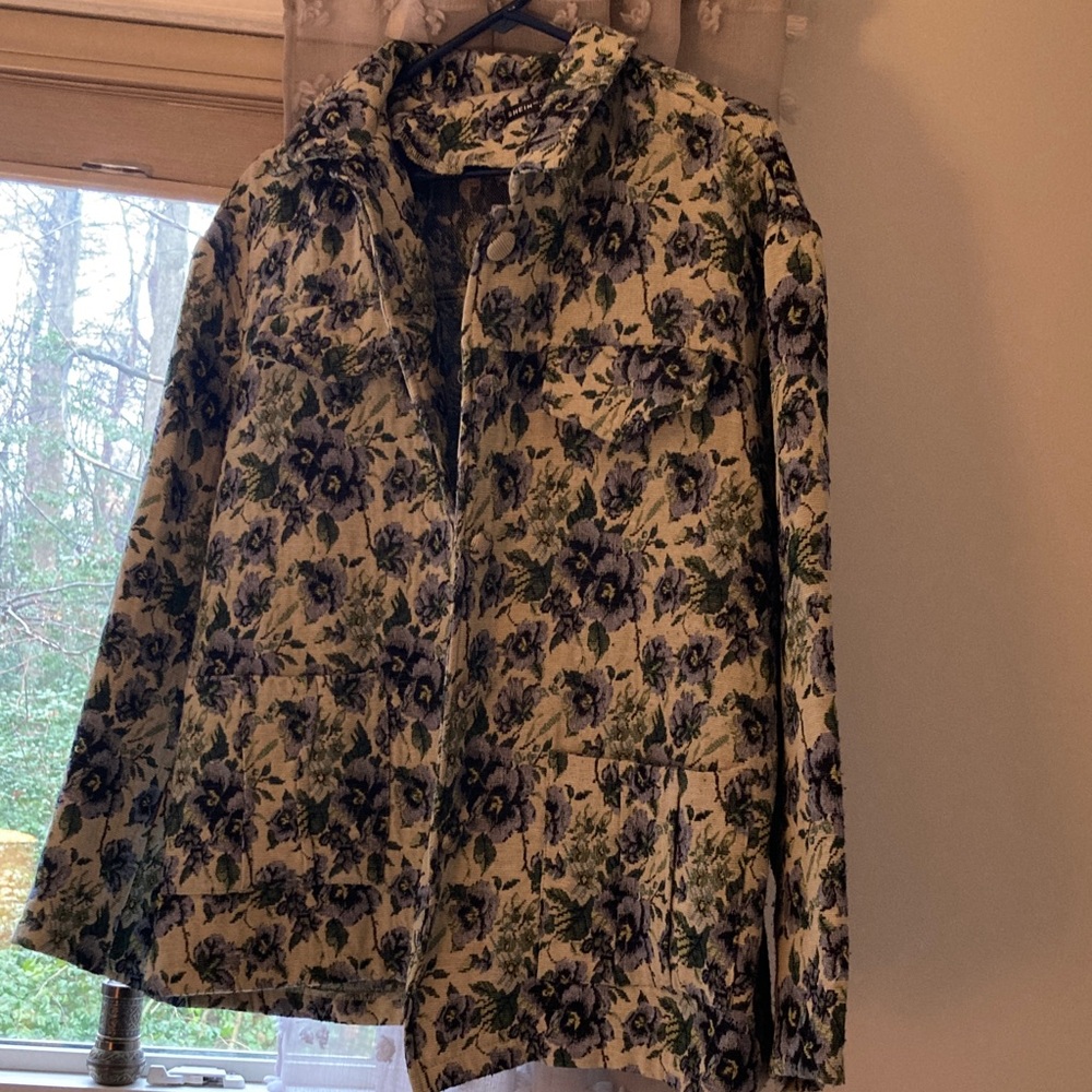 SHEIN Floral Jacket - Blue and Cream